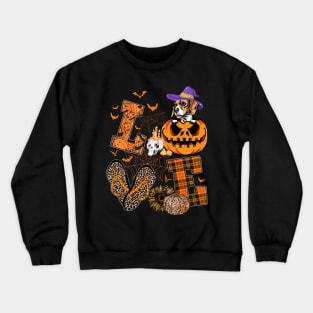 Funny Beagle Dog Lover Gift Love Beagle Halloween Pumpkin Crewneck Sweatshirt